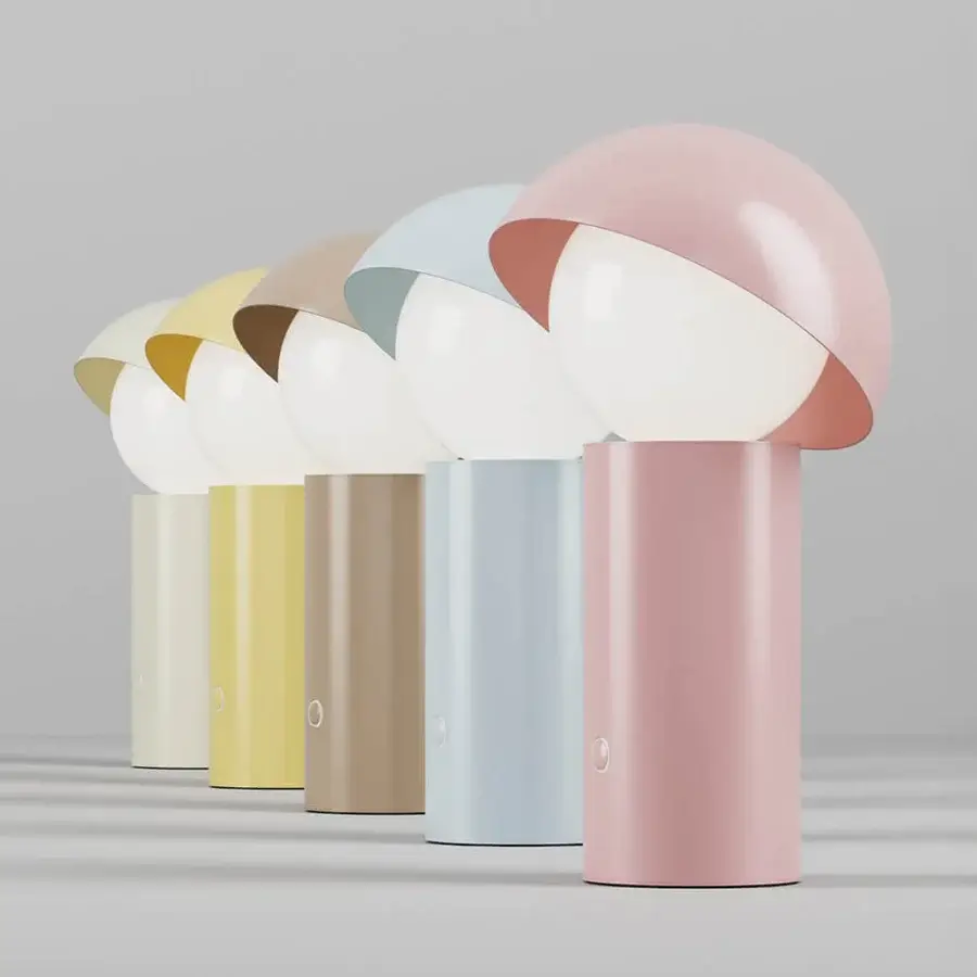 Superior Italamp Aurora La Petite lamp with pastel blue shade and white glass built with metal, matte finish