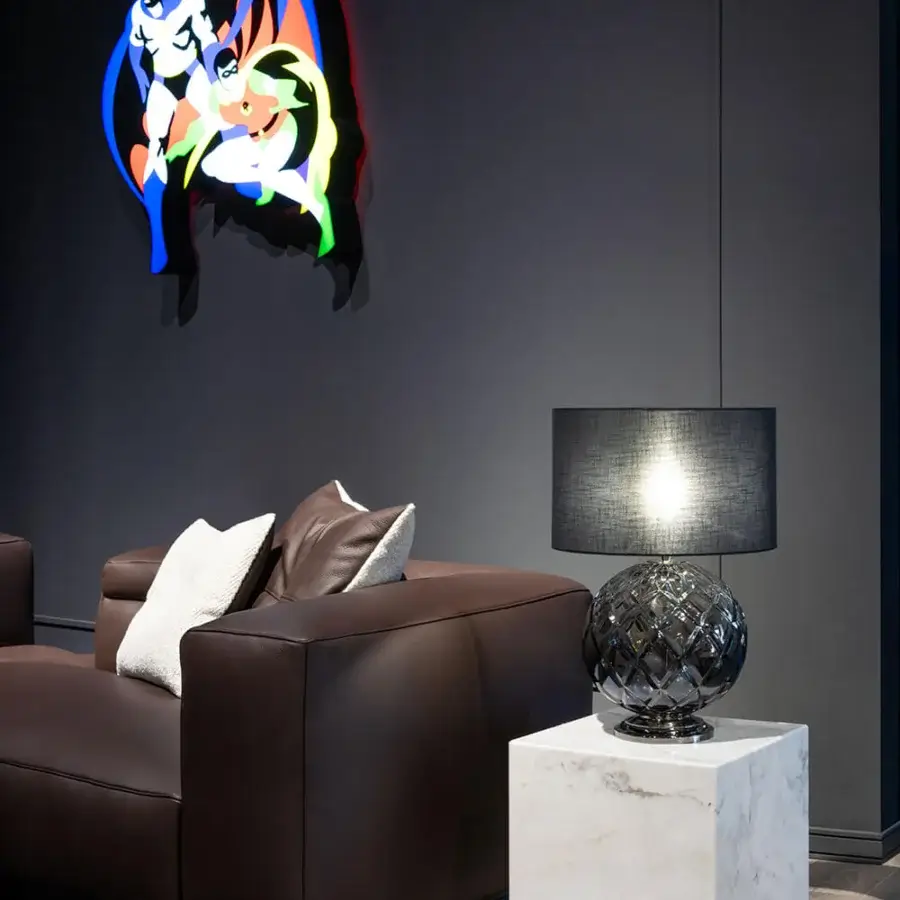 Superior Wayne Enterprises WE-030 modular sofa in dark brown leather with a lacquered base and clean geometric lines