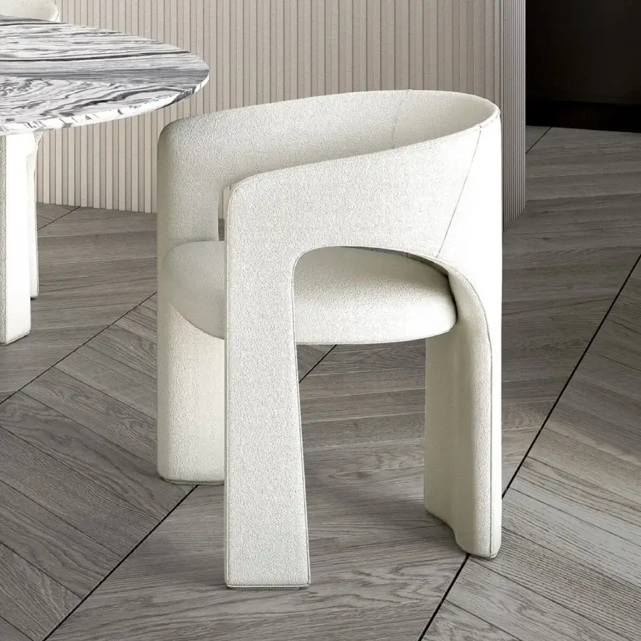 Elegant Arketipo Sienna chair upholstered in textured neutral beige leather with gracefully curved lines