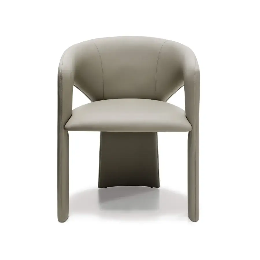 Elegant Arketipo Sienna chair crafted in Italy with smooth gray leather and a contemporary rounded silhouette