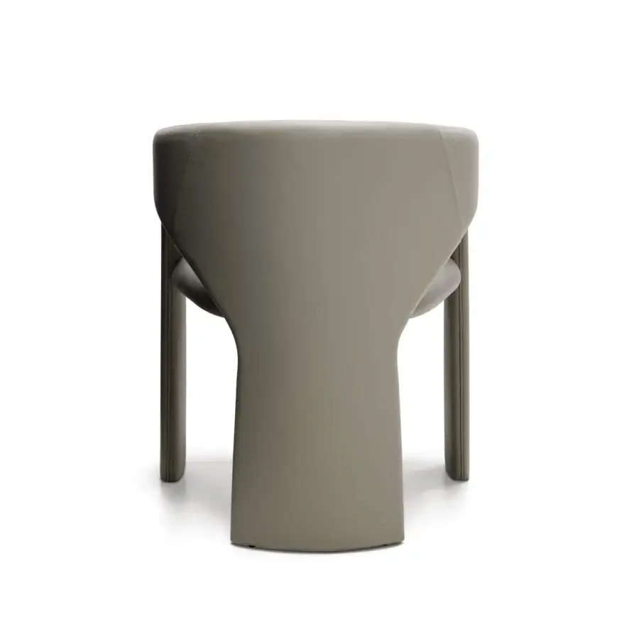 Elegant Arketipo Sienna chair crafted in Italy with smooth grayish-taupe leather and graceful curved lines