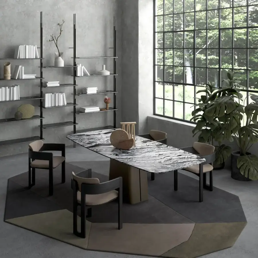 Exceptional Arketipo Kate chair crafted from Iroko wood with satin finish and light beige textile upholstery