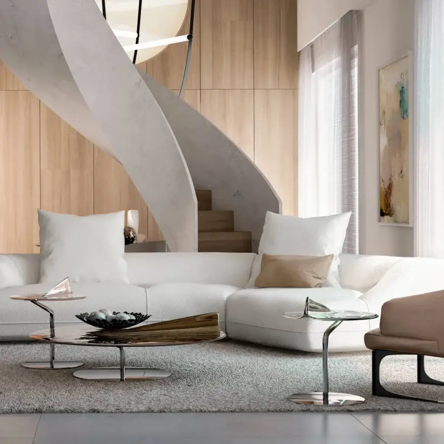 Distinguished Arketipo Maverick coffee table crafted in Italy with warm brown wood and satin finish