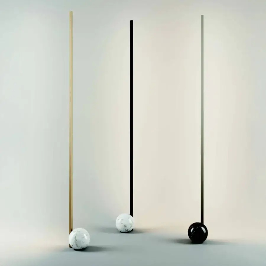 Elegant Italamp Regolo floor lamp with luminous opal methacrylate, polished calacatta gold marble and satin gold-toned metal construction