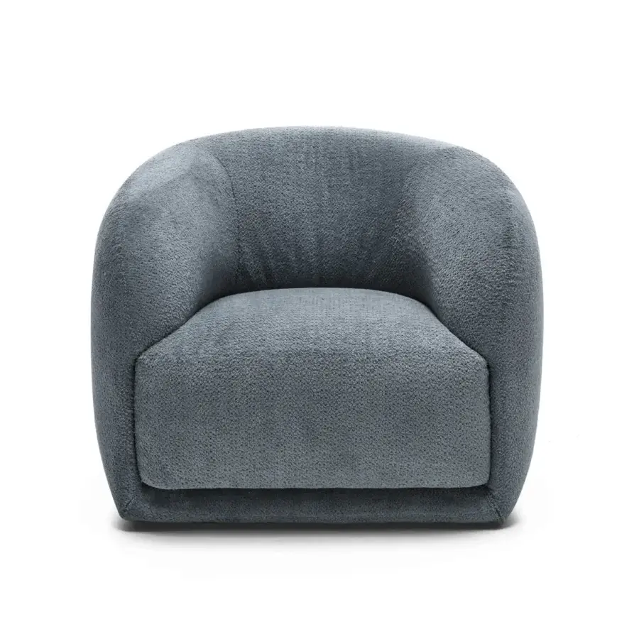 Distinguished Arketipo Touch Me lounge chair with subtly textured textile upholstery and a muted grayish-blue tone crafted in Italy