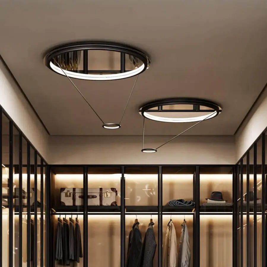 Distinguished Italamp Loop ceiling lamp crafted in metal with a matte black finish and mirrored central element