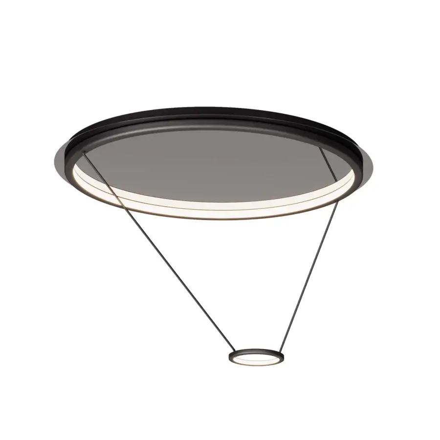 Distinguished Italamp Loop ceiling lamp crafted in metal with a dark gray matte finish and mirror polish