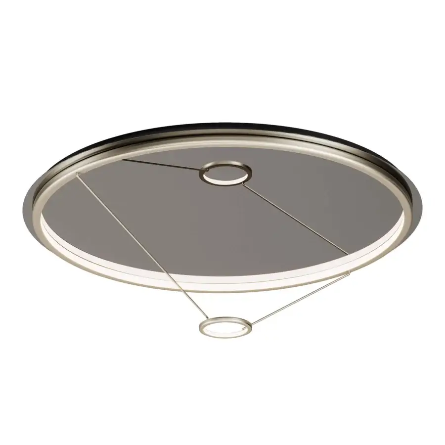 Exceptional Italamp Loop ceiling lamp crafted in metal with a satin finish and dark gray tone emitting a warm glow