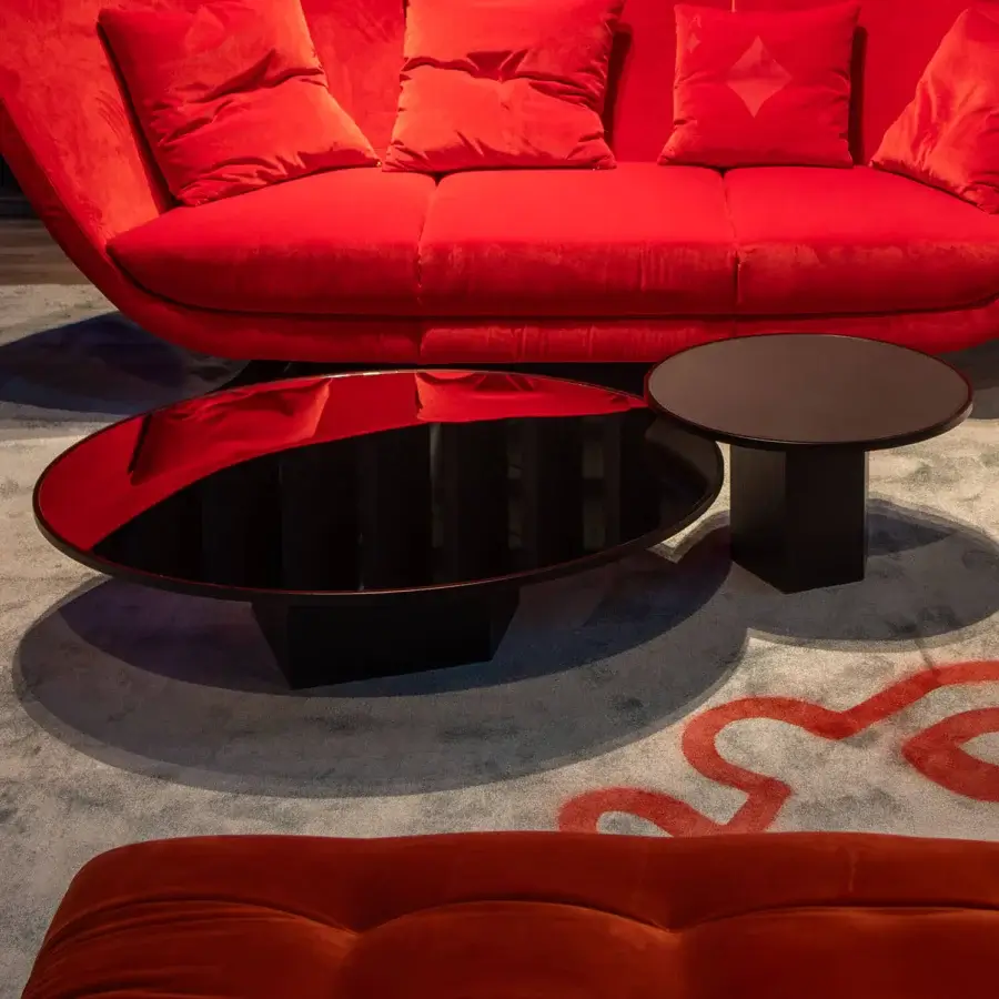 Elegant Joker Home Collection FO-2510 coffee and side tables in veneer with a striking mirror tabletop and black finish