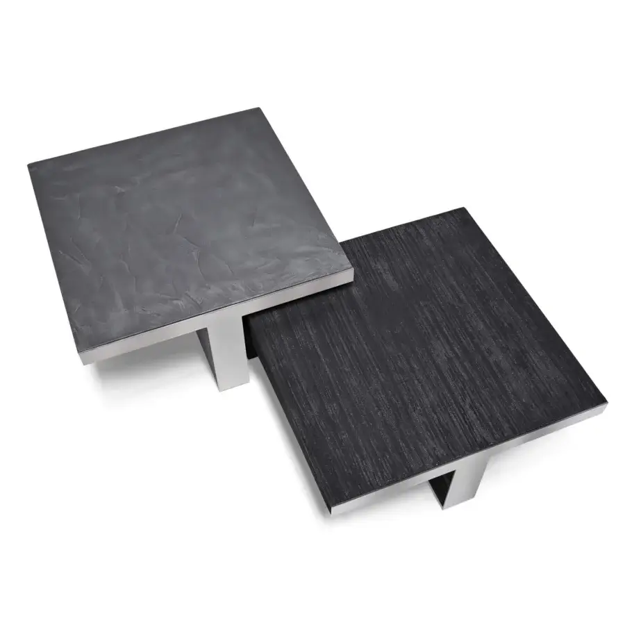Exceptional Arketipo Talking Heads coffee table crafted in resin with powdered metal and clay with satin silver finish