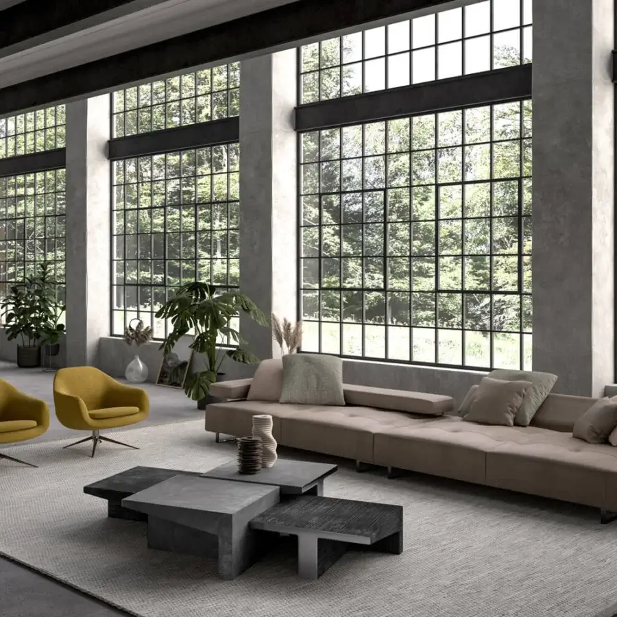Elegant Arketipo Talking Heads coffee table crafted in durable resin with clay and dark gray matte finish