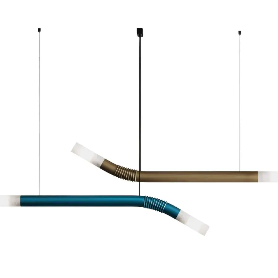 Distinguished Italamp Cantabrina suspension lamp crafted with glass and matte black metal in a linear design