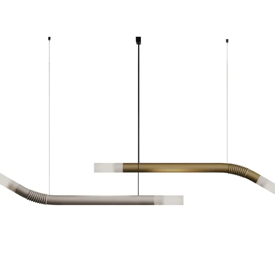 Superior Italamp Cantabrina suspension lamp with glossy white glass diffusers and warm gray bronze-toned metal construction