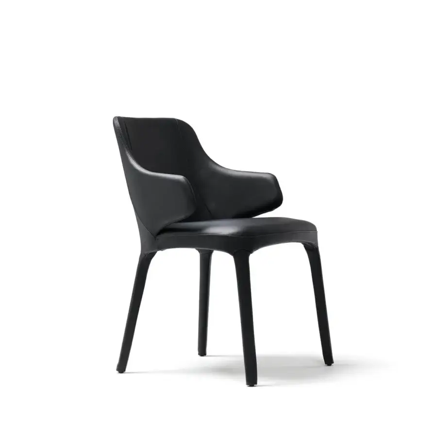 Elegant Cattelan Italia Wanda armchair with black synthetic leather and smooth matte finish crafted in steel