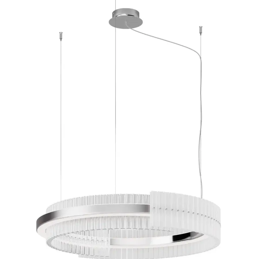 Captivating Italamp Rhea suspension lamp in refined metal with overlapping semicircles and glossy finish