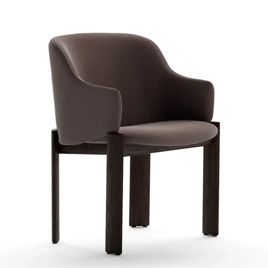Exceptional Costantini Pietro Cosmos chair with sumptuous fabric upholstery and dark matte-finish wooden legs
