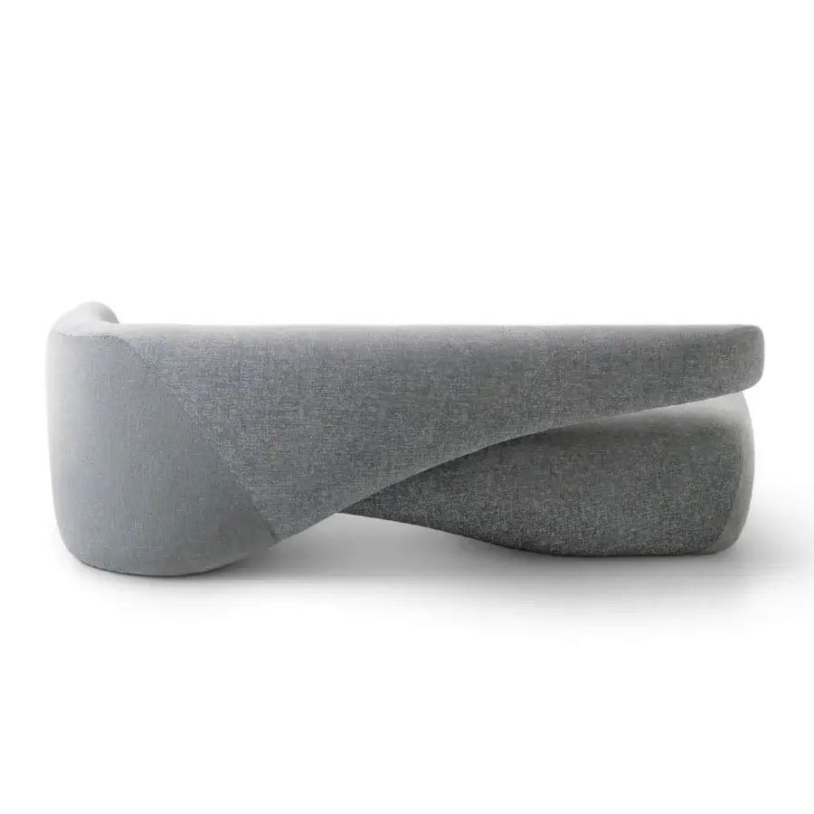Distinguished Giorgetti Seidon Sofa Maserati Edition sofa crafted in textured muted gray textile with a dynamically balanced sculpted form