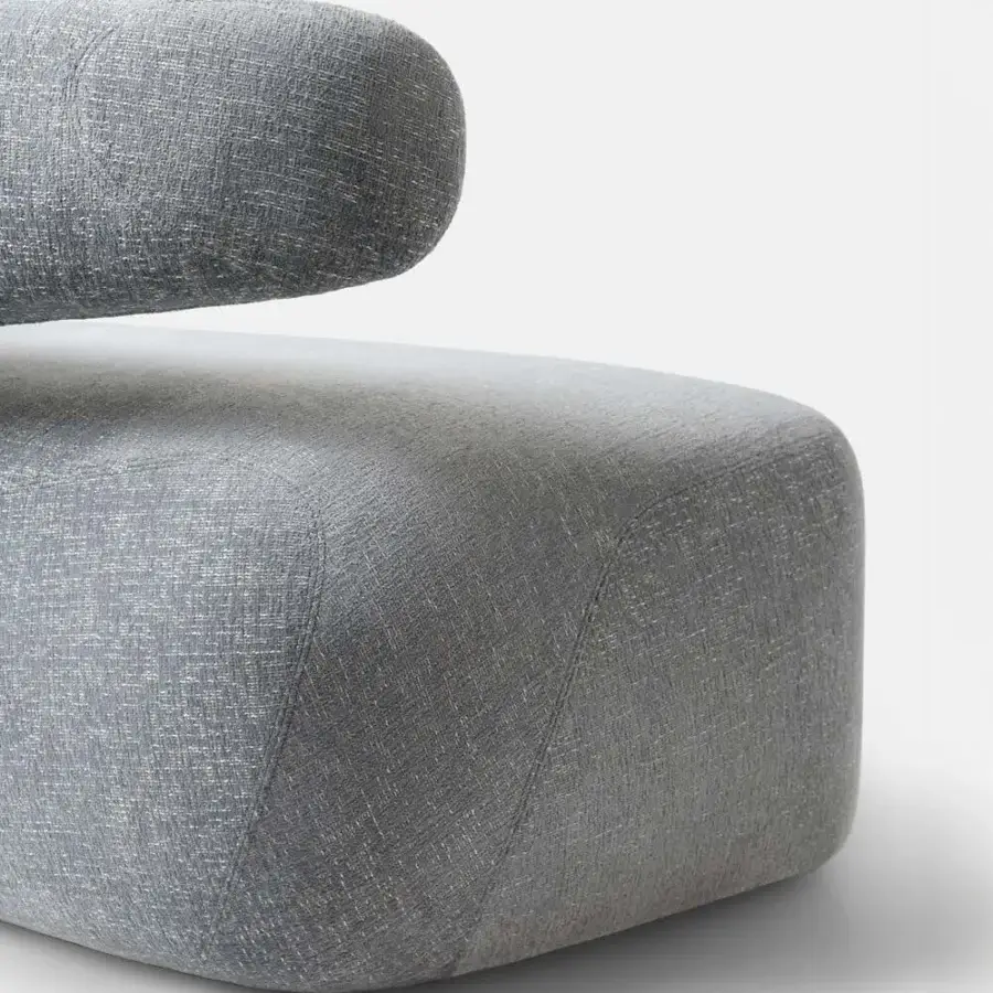 Superior Giorgetti Seidon Sofa Maserati Edition sofa upholstered in textured heathered medium gray woven fabric