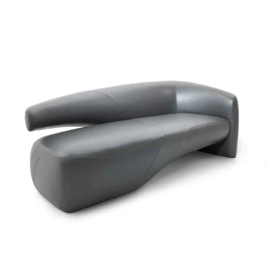 Elegant Giorgetti Seidon Sofa Maserati Edition sofa upholstered in smooth matte synthetic material with an organic asymmetrical form