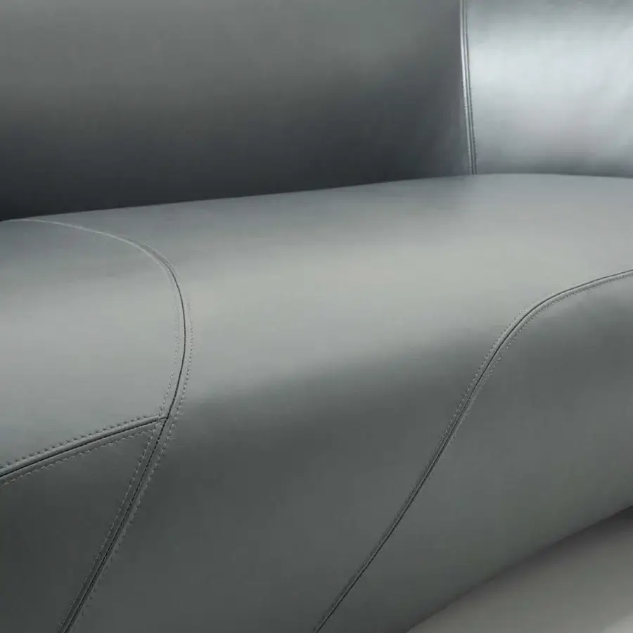 Distinctive Giorgetti Seidon Sofa Maserati Edition sofa upholstered in smooth matte leather with enveloping curves and contemporary gray tone