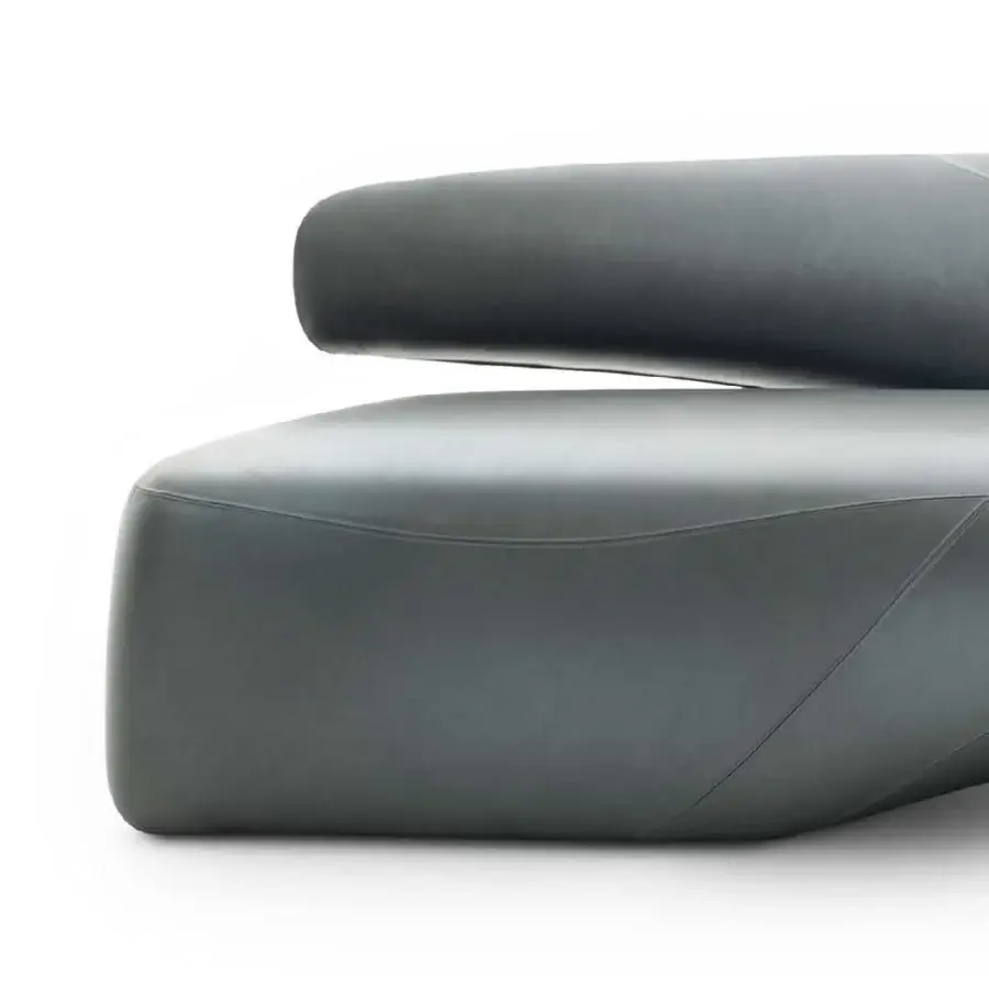 Exceptional Giorgetti Seidon Sofa Maserati Edition sofa upholstered in smooth matte leather with a gray-green tone