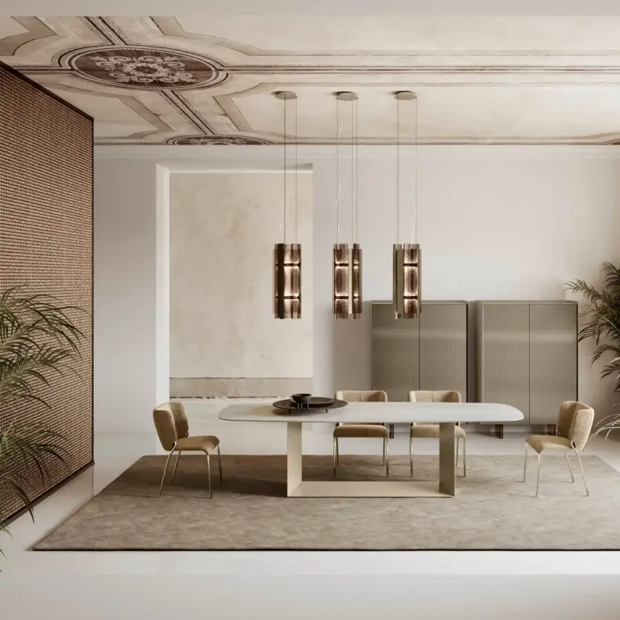 Architectural Tonelli Design Cathedral suspension lamp crafted with fused smoked glass and bronze metal finish