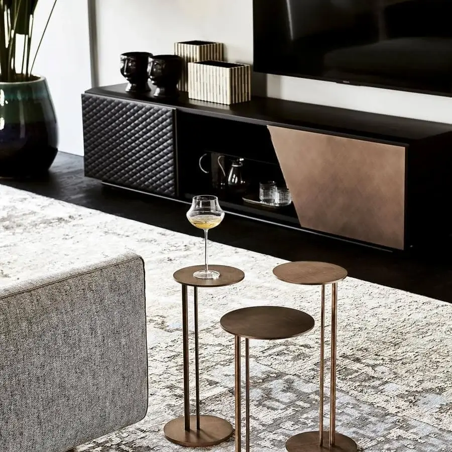 Superior Cattelan Italia Sting side table with a minimalist silhouette in refined brushed bronze steel construction