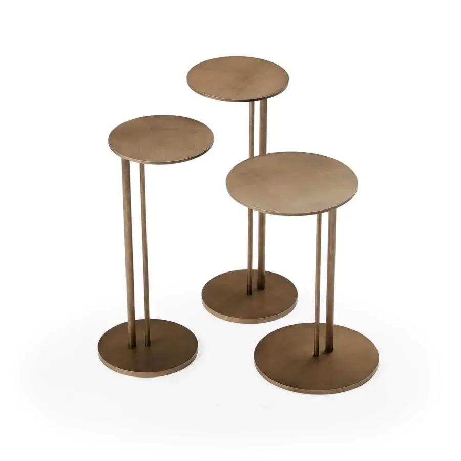 Distinguished Cattelan Italia Sting side table crafted with clean lines in brushed bronze steel for Italian sophistication