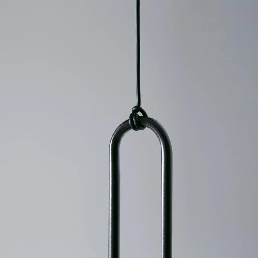Superior Penta Clip suspension lamp with U-shaped dark metal frame and smooth matte finish
