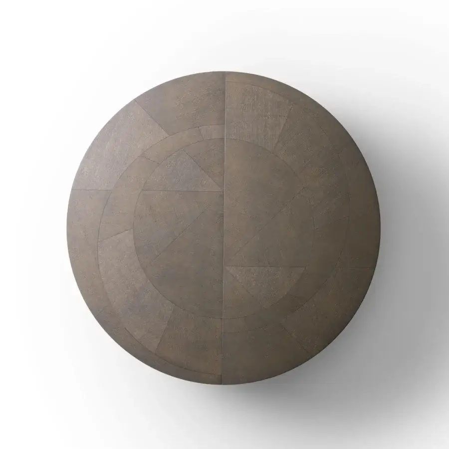 Harmonious Giorgetti Tiber Coffee Table & Tiberina Ottoman with a radial wood surface and satin finish