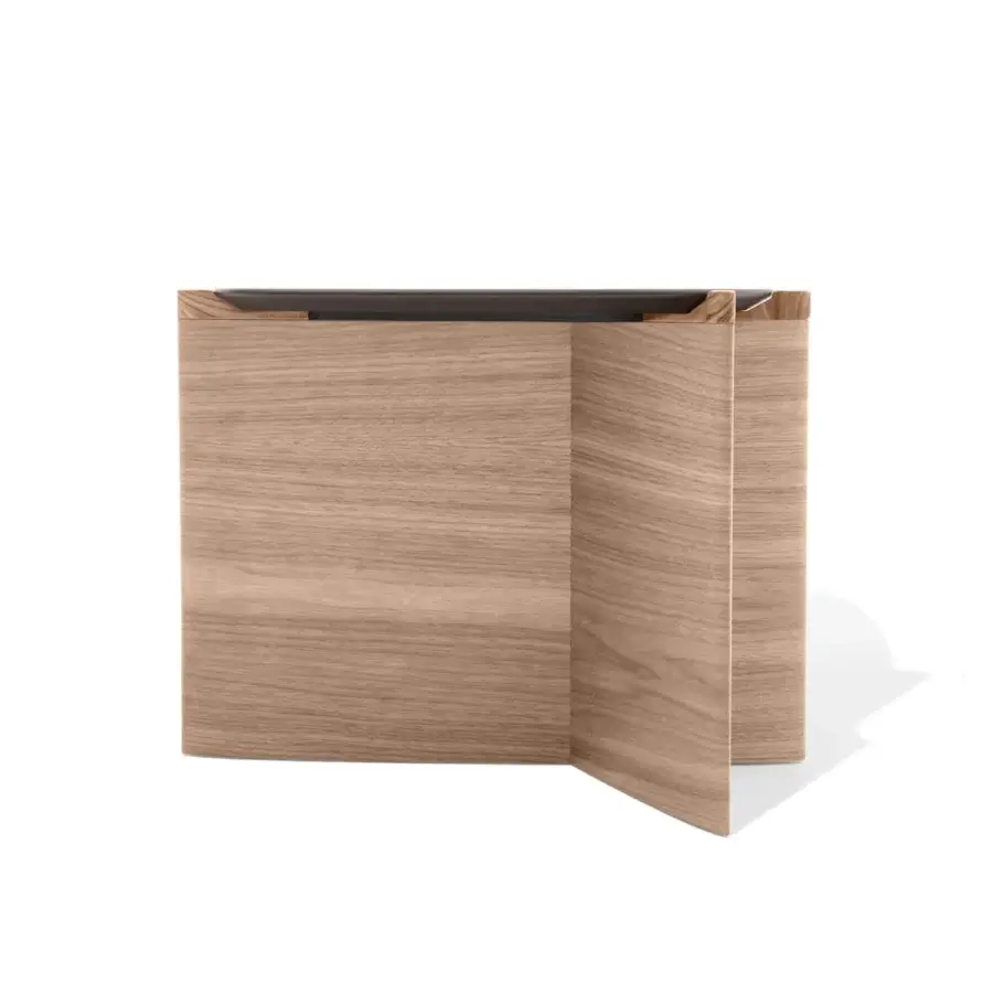 Distinguished Giorgetti Griffe coffee table with a Canaletto walnut base, pau ferro accents, and a striking ash inlay top