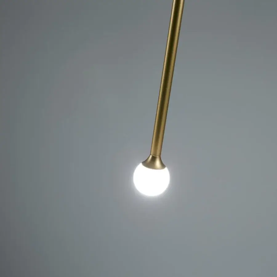 Exceptional Penta Storm suspension lamp with varnished metal crafted in a sleek cylindrical rod and spherical light source