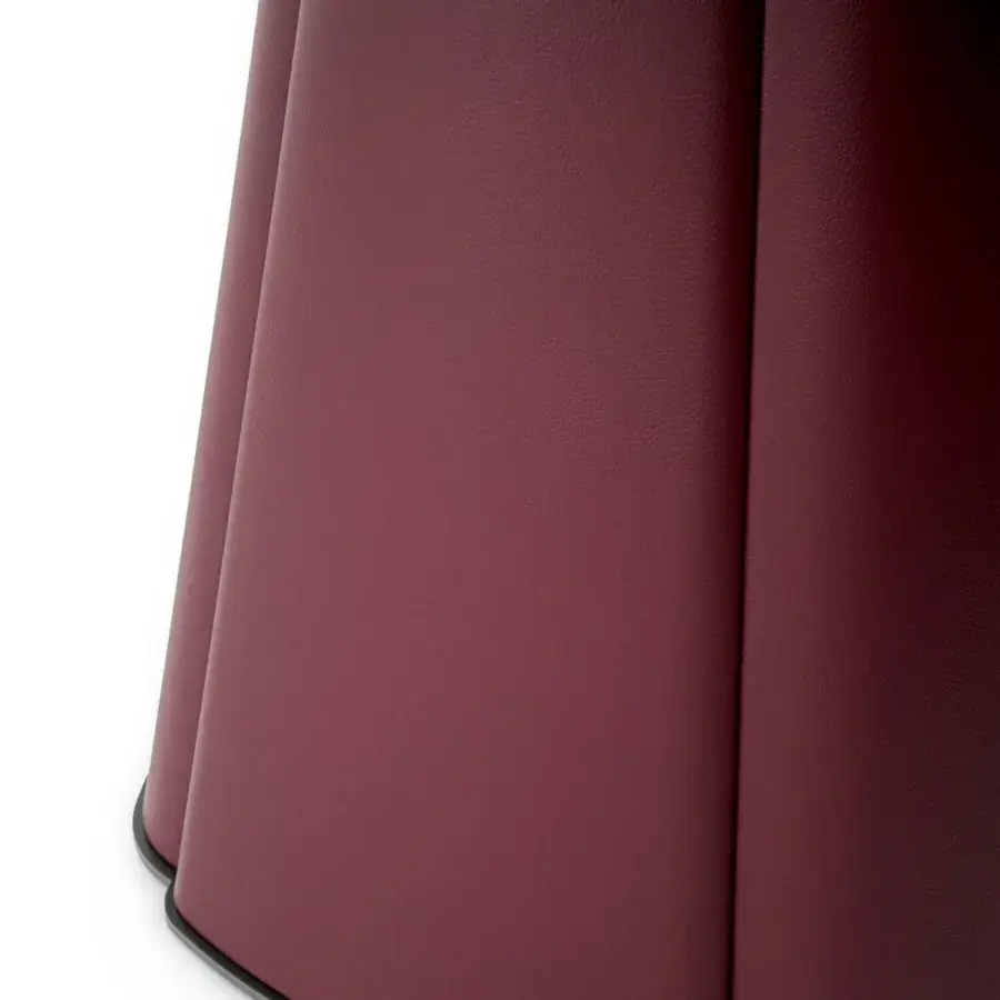 Exclusive Giorgetti Floria lounge table with conical form, burgundy leather base and engraved marble top