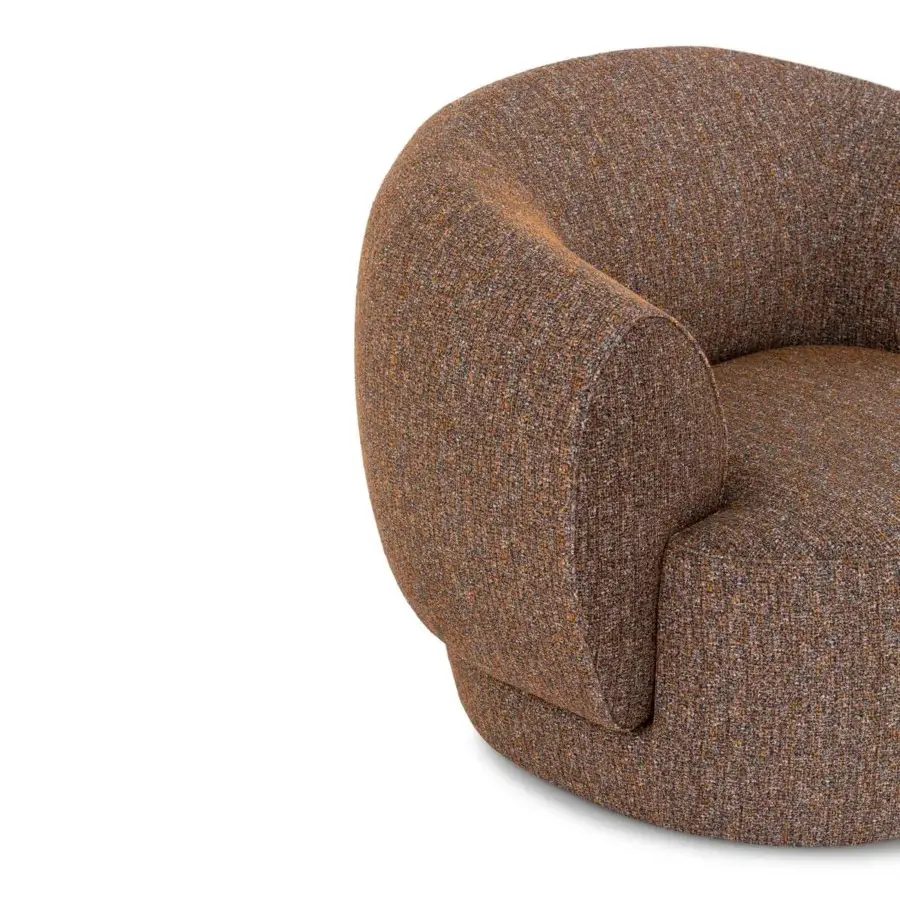 Distinguished Sicis Botero lounge chair built with multilayer timber and upholstered in earthy brown textured textile with subtle flecks