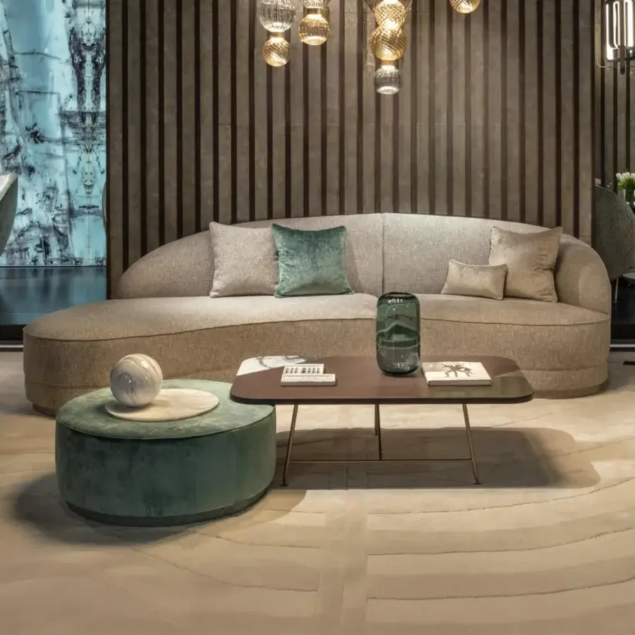 Distinguished Sicis Prestige sectional upholstered in textured woven fabric with a matte finish offering a contemporary aesthetic
