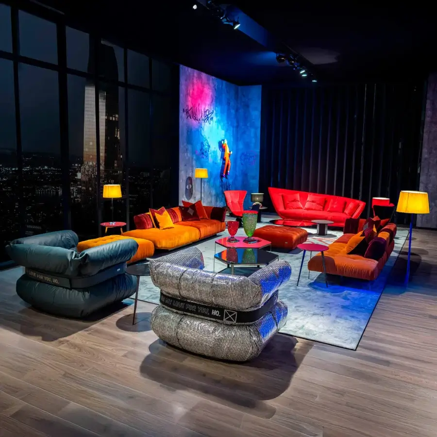 Exceptional Joker Home Collection Asylum lounge chair enveloped in textured carbon fiber sailcloth with lasered décor