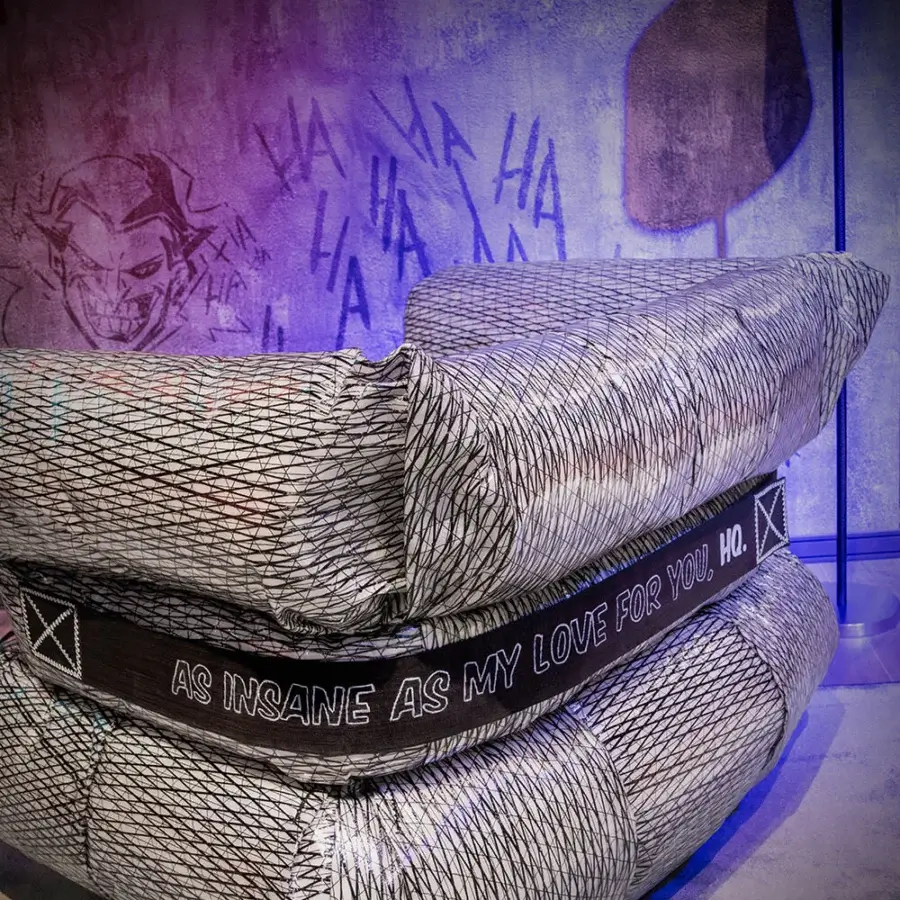 Avant-garde Joker Home Collection Asylum lounge chair upholstered in grayscale MILLENIUM ARXE’ CARBON technical fabric with matte finish