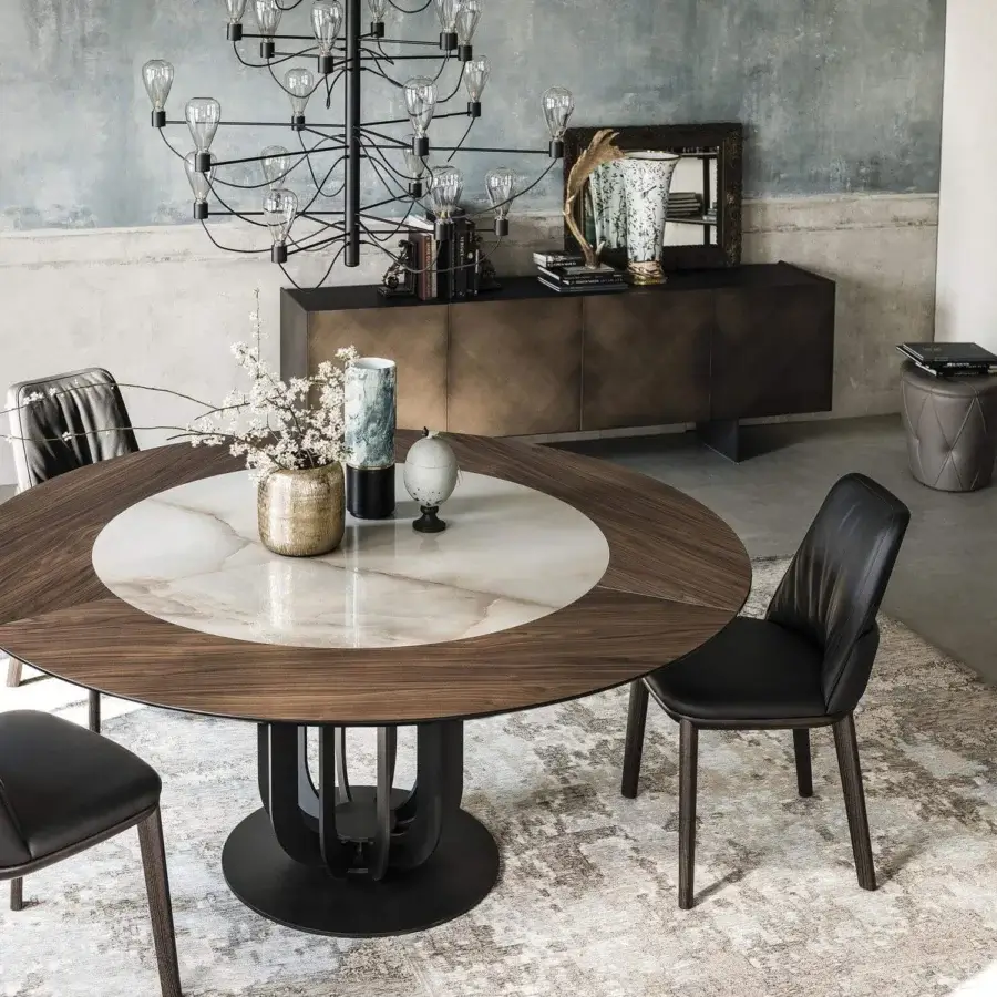 Elegant Cattelan Italia Belinda chair with burned oak stained ash wood frame and dark upholstered seat back
