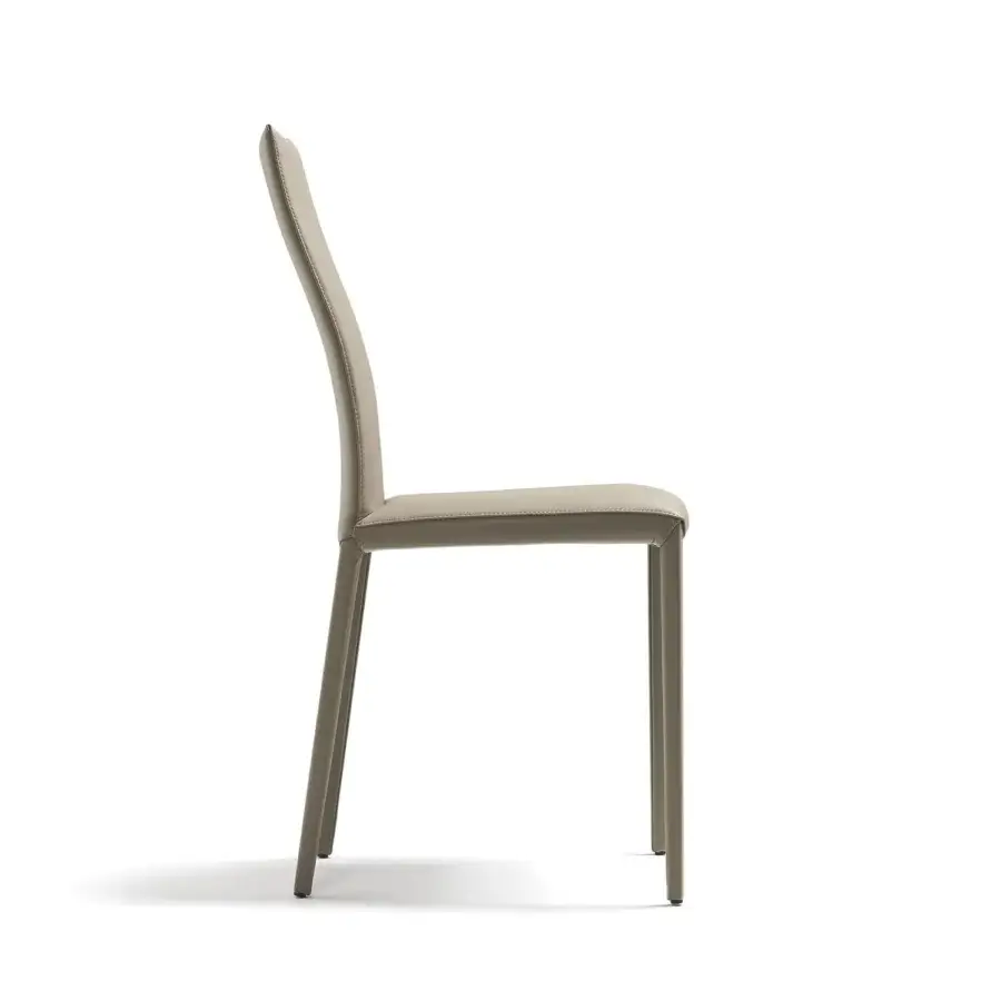Superior Cattelan Italia Kay chair fully upholstered in luxurious Italian Soft Leather with a light gray hue