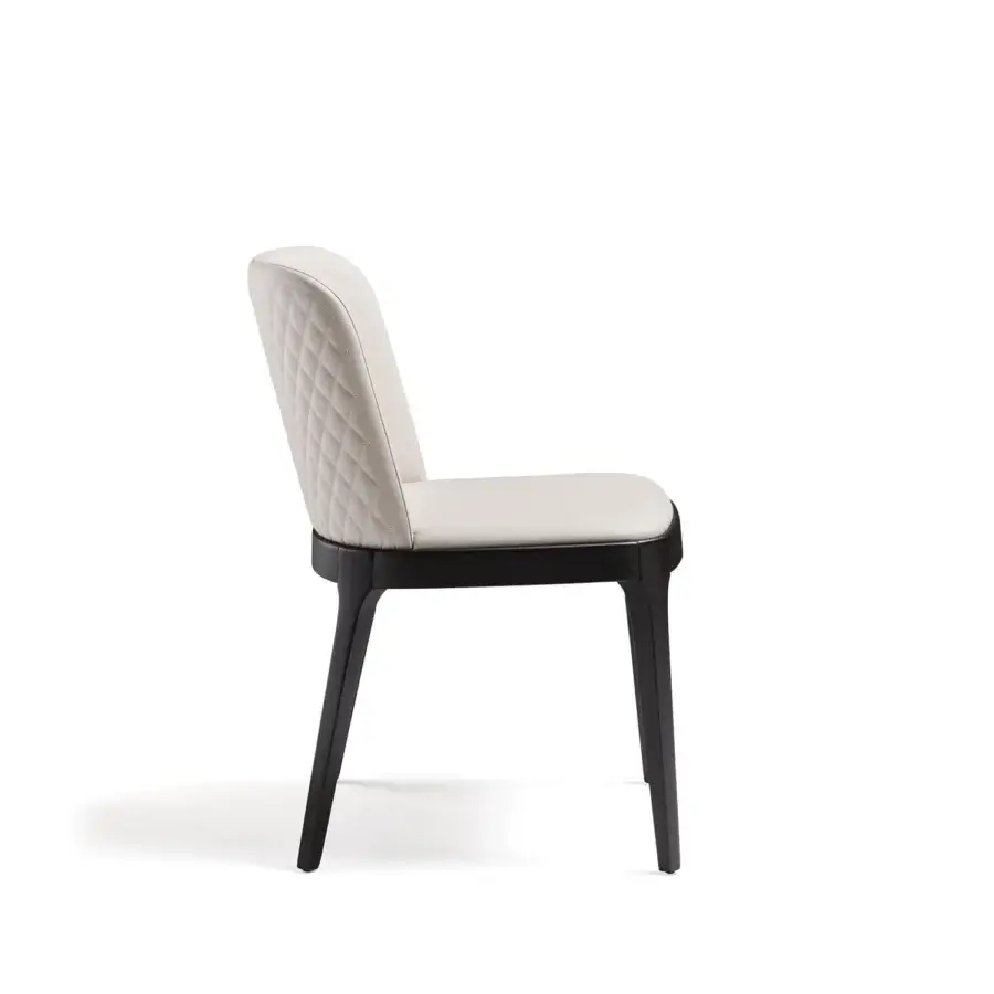 Elegant Cattelan Italia Magda Couture chair with white leather upholstery and matte dark-toned wood frame