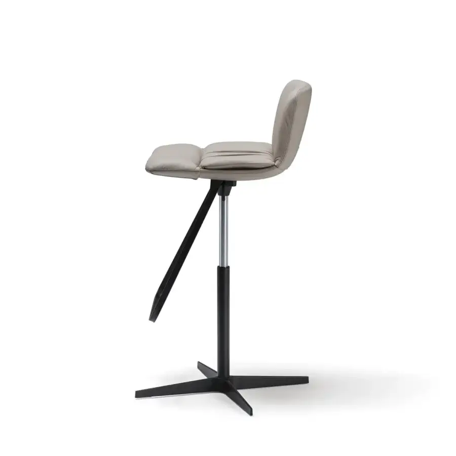 Superior Cattelan Italia Axel X stool with adjustable height, light gray fabric upholstery and black embossed lacquered steel base plate