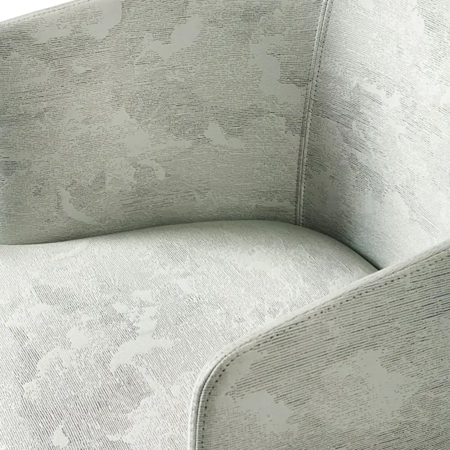 Exceptional Giorgetti Hero chair with two-tone leather and floral fabric upholstery plus canaletto walnut base