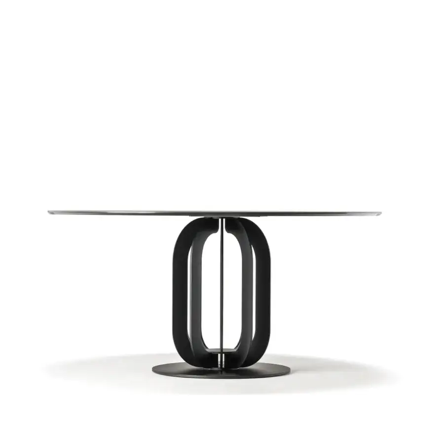 Exceptional Cattelan Italia Soho Ker-Wood table with burned Oak and Marmi Ardesia ceramic insert in embossed lacquered steel with a matte finish