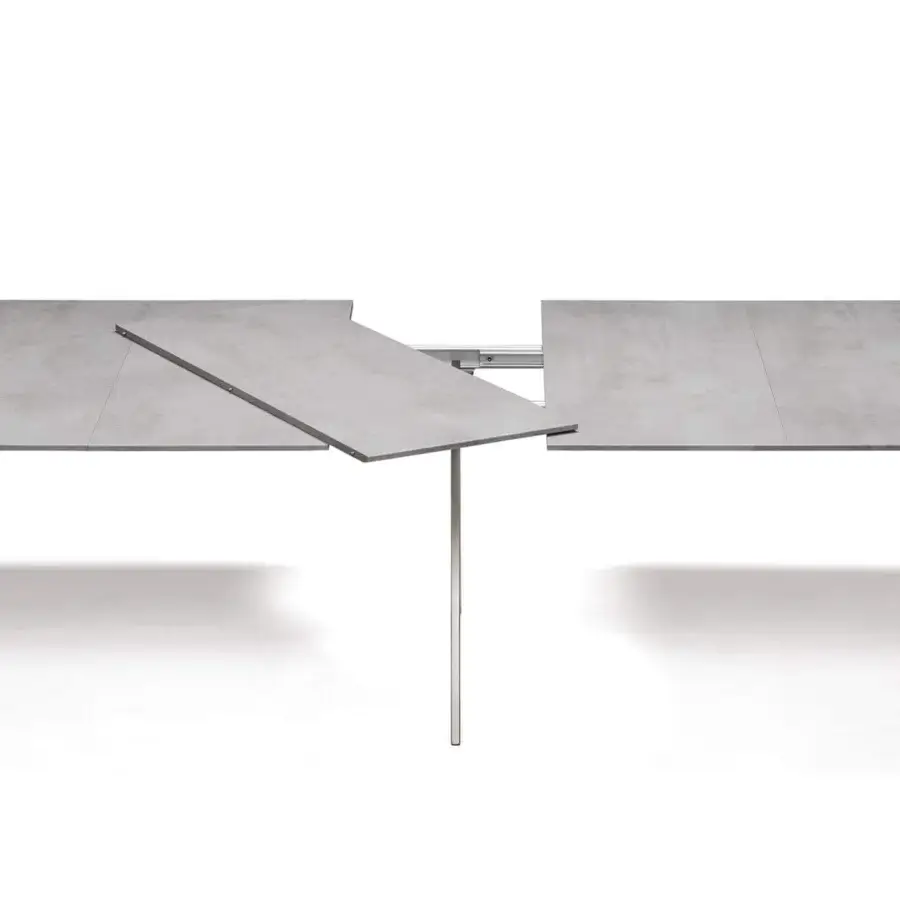 Exceptional Cattelan Italia Convivium console to table with grey oxide laminated wood and graphite embossed lacquered steel base