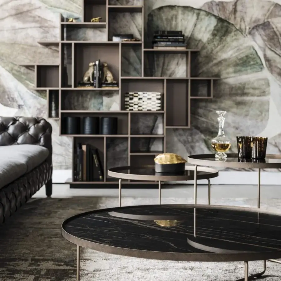 Distinguished Cattelan Italia Billy coffee table with multi-level arrangement in Marmi ceramic and brushed edges