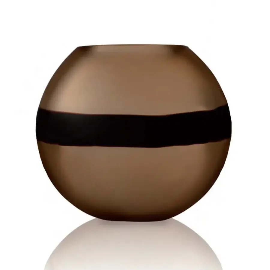Distinguished Wave Murano Glass Marea vase crafted in warm brown glass with a smooth glossy finish and undulating form