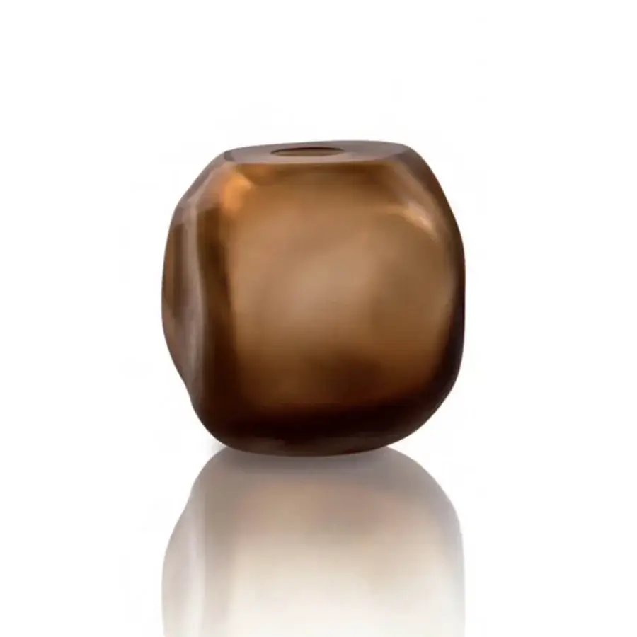 Superior Wave Murano Glass Masse Murano vase crafted from translucent amber-brown glass with a glossy finish