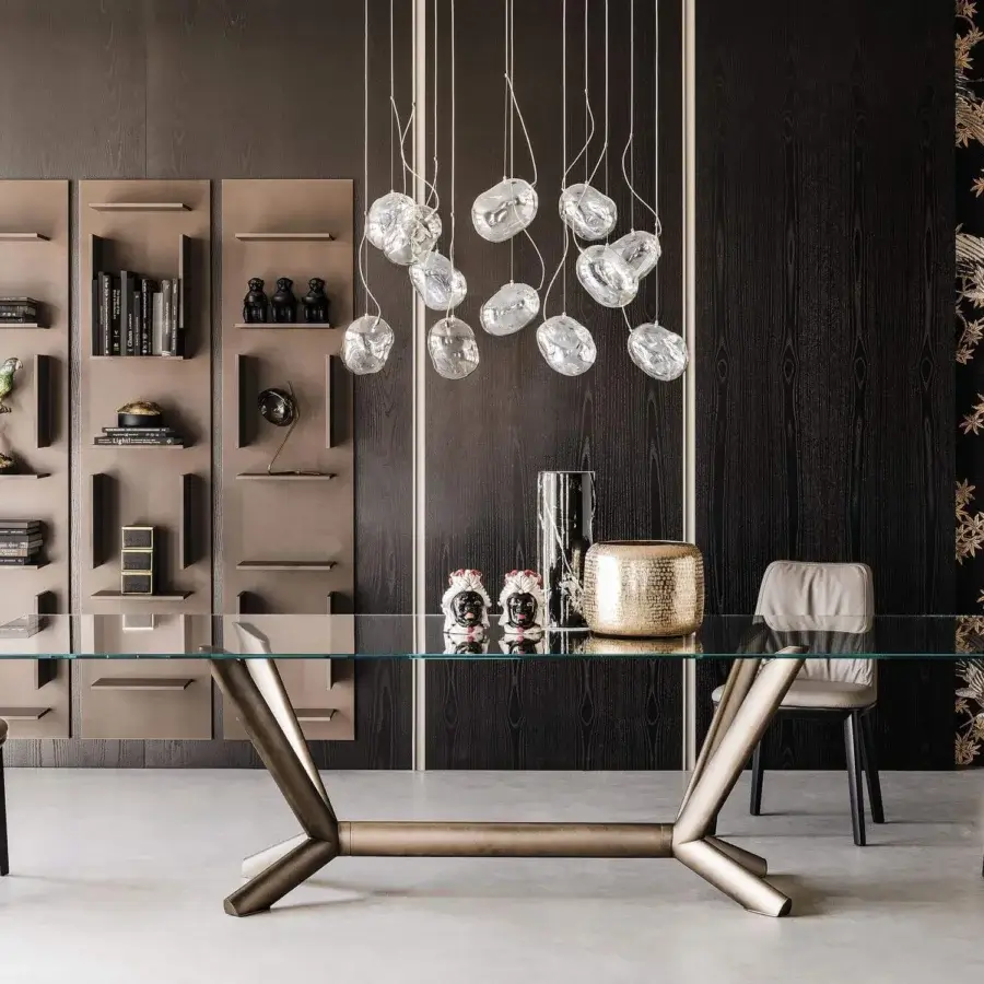 Distinguished Cattelan Italia Cloudine suspension lamp with irregularly shaped clear Iride blown glass orbs and a sculpted finish