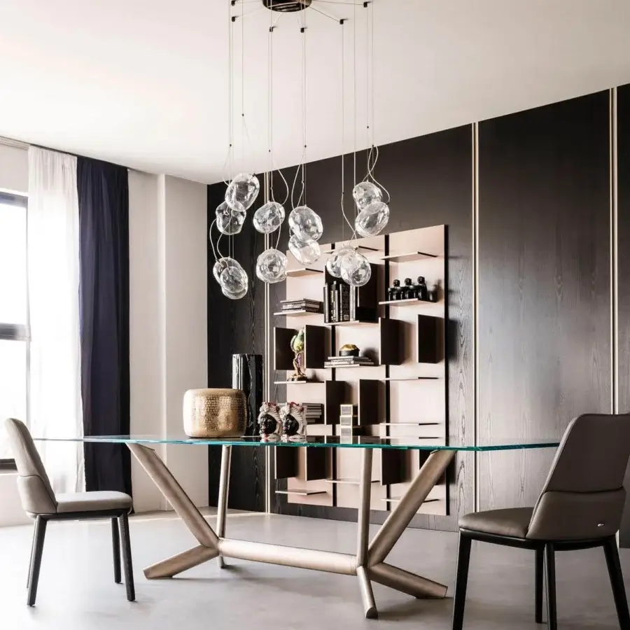 Superior Cattelan Italia Cloudine suspension lamp with fumé glass lampshades and dark metal base offering captivating light diffusion