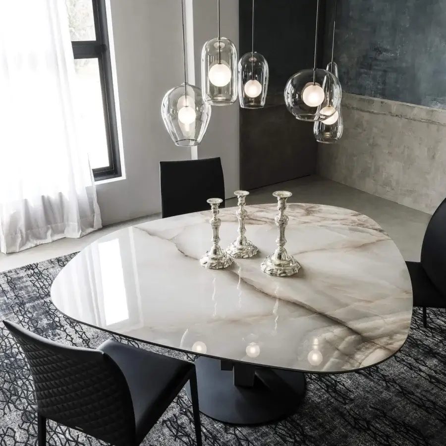 Elegant Cattelan Italia Melody suspension lamp with fumé glass lampshades and black chrome steel structure